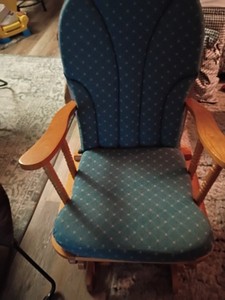 Blue Upholstered Wooden Glider Chair for Nursery