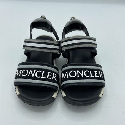 Moncler Enfant Logo Strap Flat Kids Sandals Black Sz EU 27 US 11