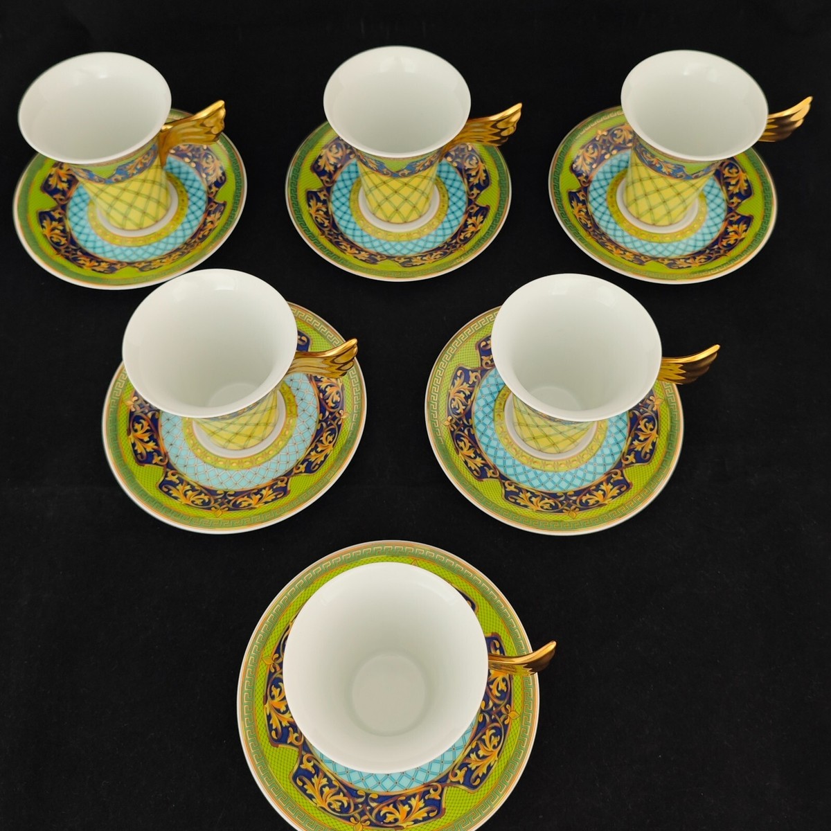 Rosenthal Versace Russian Dream Set of 6 Coffee Cups & 6 Saucers