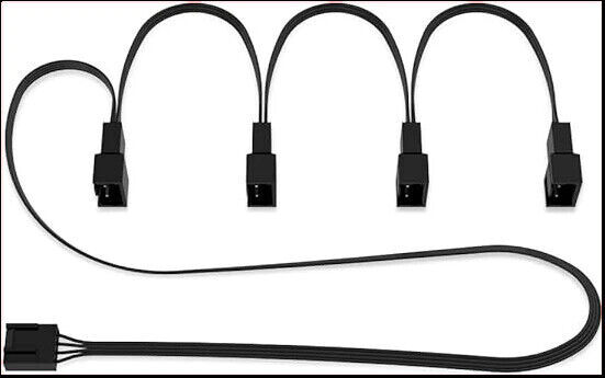ARCTIC 4-Pin PWM Fan Splitter Cable - PST Extension-Cable for 4 Case Fans -Black