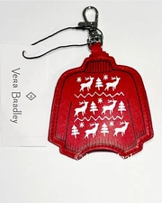 Vera Bradley Merry Mischief Sanitizer Keychain Holder Red Christmas Sweater
