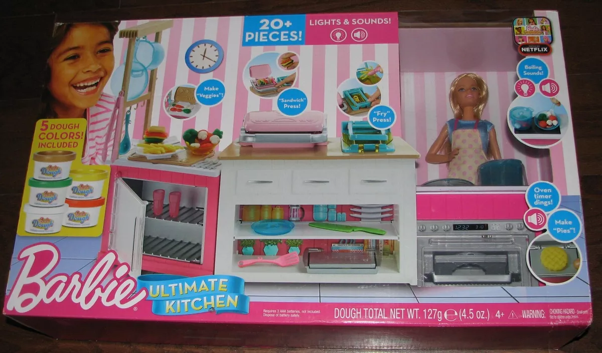 Barbie Ultimate Kitchen Playset - Doll & 20+ Accessories, Lights