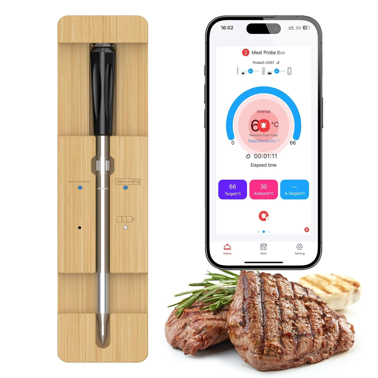 Termometro Cucina Wireless BBQ 100M Bluetooth Smart Carne Barbecue