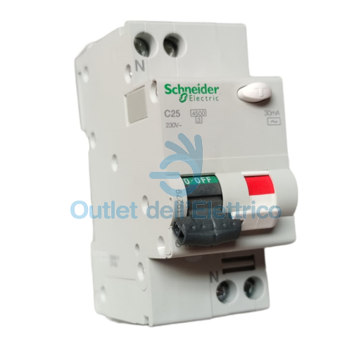 SCHNEIDER 19279 INTERRUTTORE MAGNET.DIFFERENZIALE C40A VIGI 1P+N 25A 30MA CL.AC