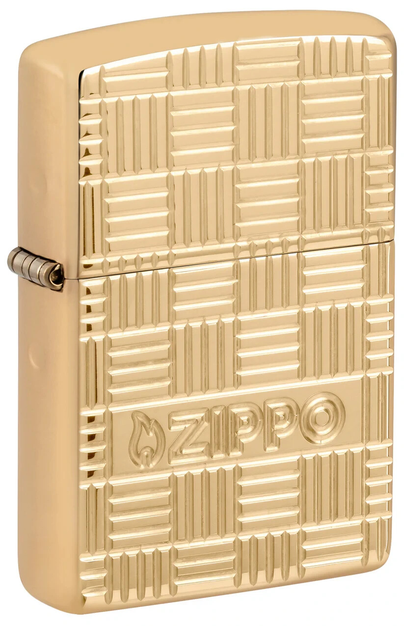 Zippo 46274, Basketweave Deep Carve Armor Lighter, High Poli