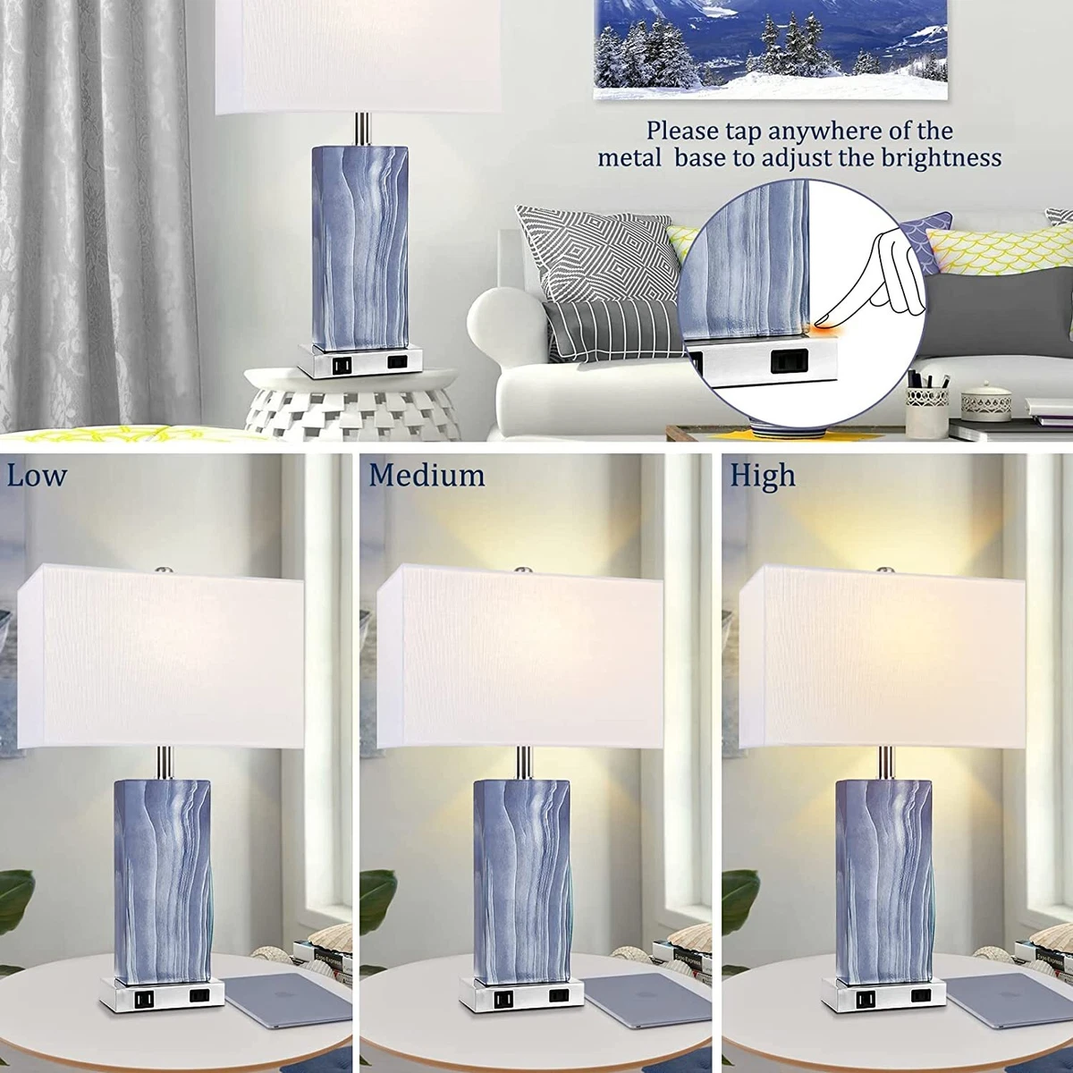 Blue touch lamps bedside 2025