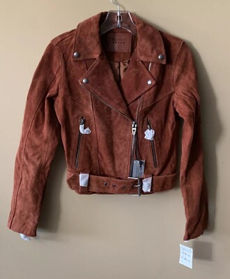 BLANK NYC Leather Suede Biker Moto Jacket Sun Valley Burnt Orange