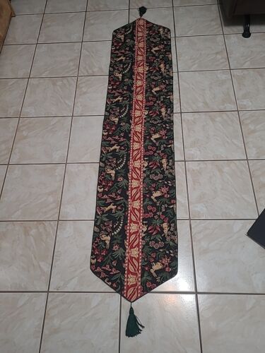 Vintage Holiday Tapestry Table Runner Nature Company HTF Christmas - Picture 2 of 9