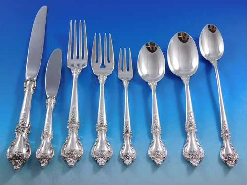 Delacourt by Lunt Sterling Silver Flatware Set for 12 Service 104 pieces