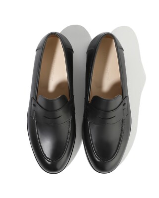 Firenze Atelier Men's Handmade Matte Black Leather Penny Loafers Slip-on Loafers