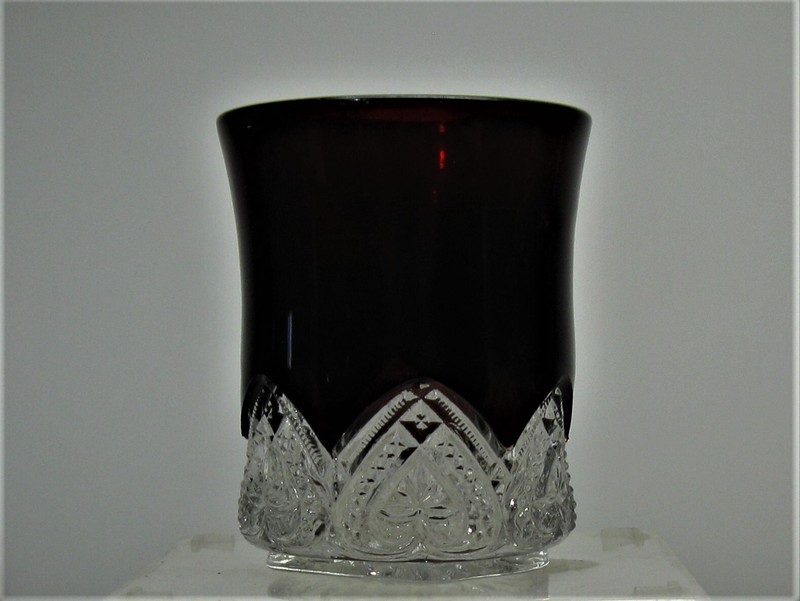 EAPG *** RUBY STAINED = HEART BAND = TUMBLER = 1890'S ERA..