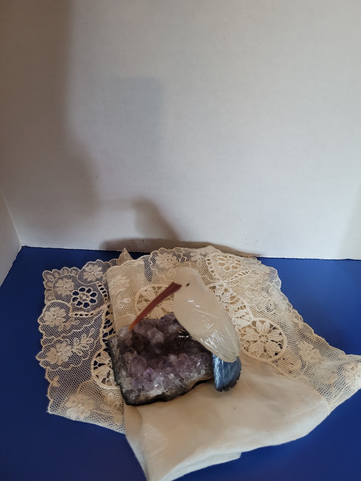 Handcarved Brazilian Kiwi Bird on Amethyst Stone