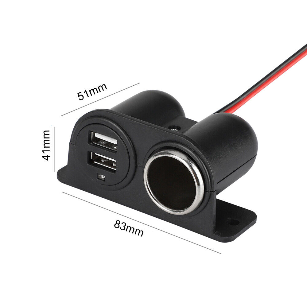 1x Car Black Cigarette Lighter AUX Dual USB Power Outlet Socket