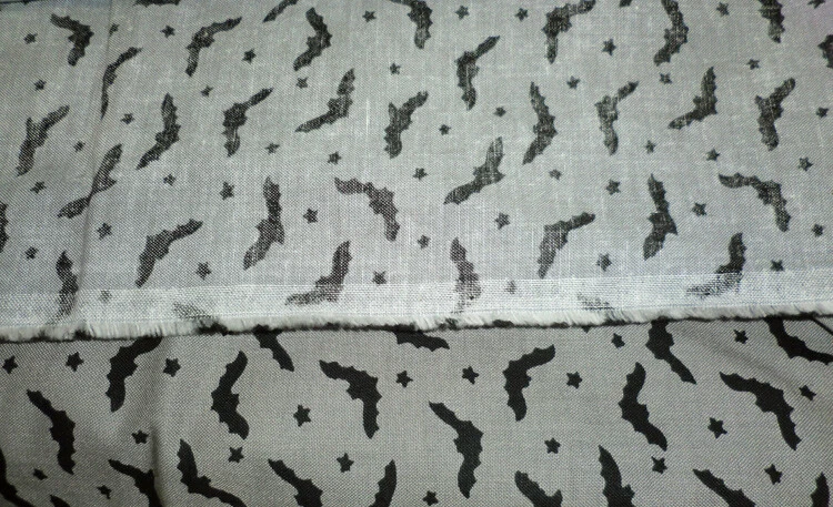 Small Bats & Stars Print Black & Gray Cotton Fabric Japan  Moonlight Manor F - Image 4 of 4
