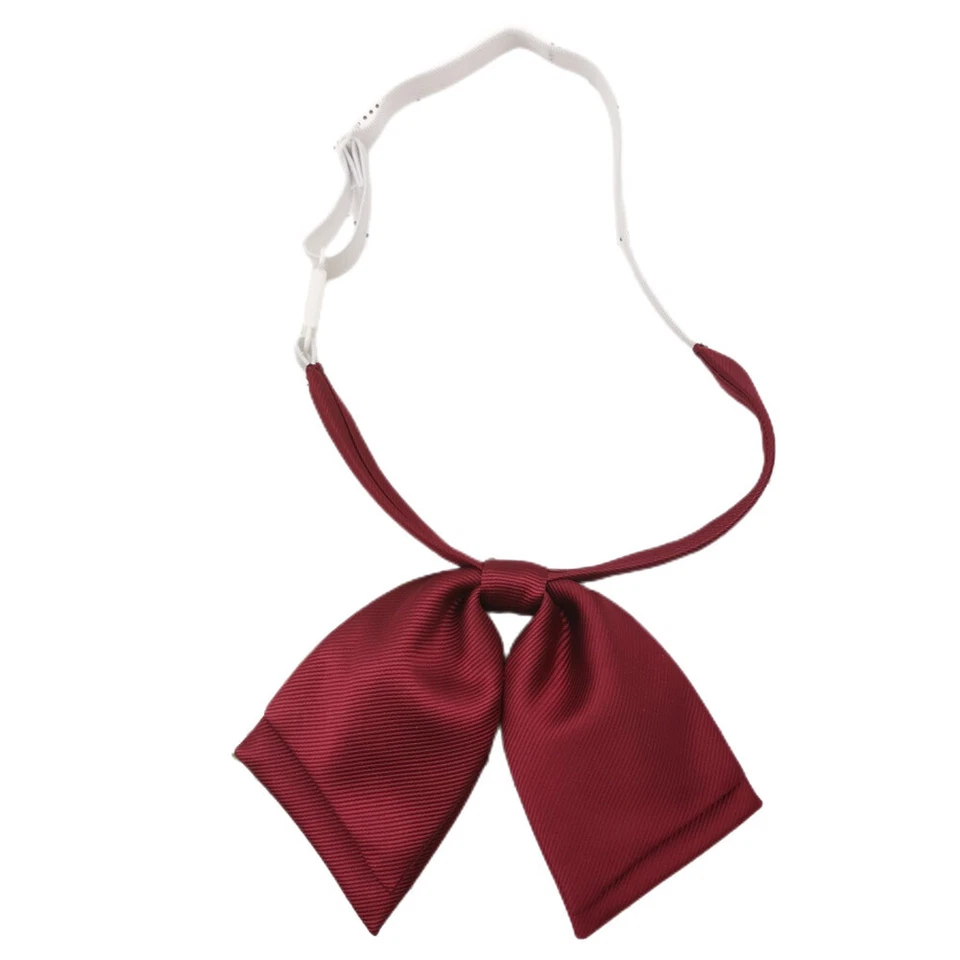 Women Solid Color Double Layers Bow Necktie Lady Double-deck Plain Neck Wear  - Image 4 of 4