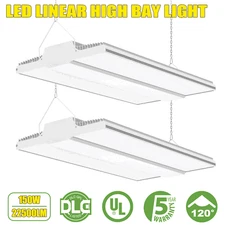 2 PACK Linear LED High Bay Fixture 150W 22500 Lumens Warehouse Garage Shop Light