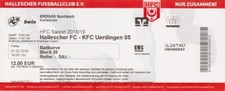 Ticket 2018/19 Hallescher FC HFC - KFC Uerdingen Krefeld Eintrittskarte Sammler