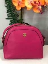 Ora Delphine Hot Pink Saffiano Leather Domed Crossbody Bag