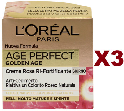 3 STÜCK L'OREAL AGE PERFECT GOLDEN AGE ROSA STÄRKENDE CREME TAG GESICHT 50ML