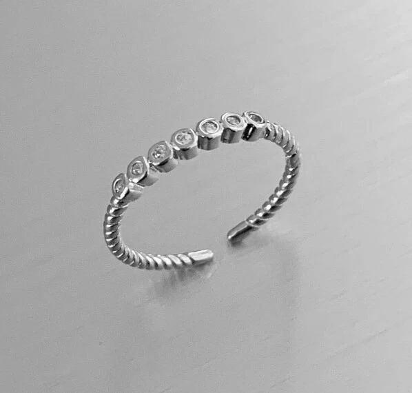 Anillo de dedo del pie ajustable de circonita cúbica 925 SS de acción de gracias para mujer Foto 4 de 4