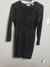 Black Beaded Liz Claiborne Sweater Dress Petites S