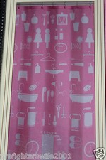 Allure Pink Silhouette Fabric Shower Curtain 70x71 pink white girls bath