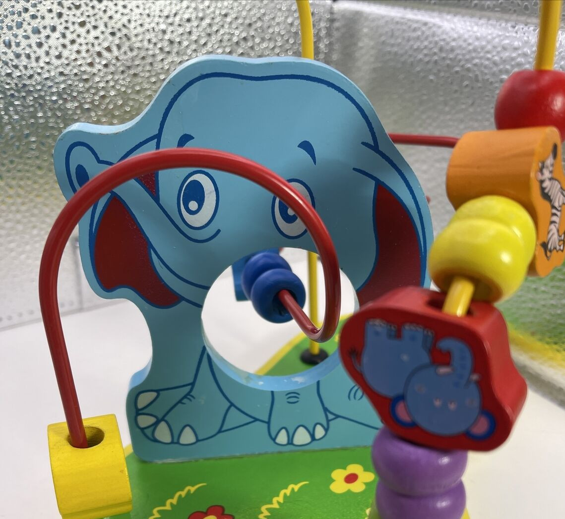 Learning Around Wooden Beads Toy Learning Bead Maze For Babies Elephant In Middl