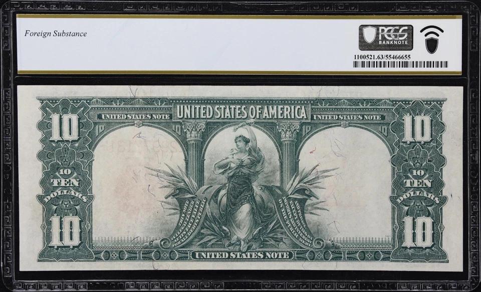1901 $10 Legal Tender Bison Note FR 122m PCGS Banknote 63 UNC - Image 2 of 3
