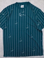 Karl Kani T-Shirt Mens Large Striped Logo Crew Neck Short Sleeve, Green