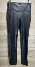 Spanx Leggings Womens Medium Faux Vegan Leather Black High Rise Crop Ankle 2437