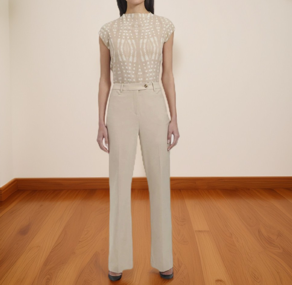 Calvin Klein Womens Classic Fit Straight Leg Suit Pant Latte Multi Size 12 NWT