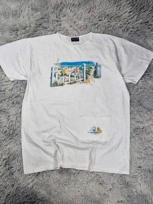 Vintage T-Shirt Alore Beach Fence Tasche Print Made in Usa Knochen 90s