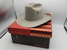 John B. Stetson Size 7 3/8 XXXX 4X Beaver Cowboy Western Rancher Hat w Box, Gray