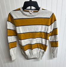 Cat Jack Boys Striped Knit Crewneck Cotton Pullover Sweater M 8/10 W/Y/B