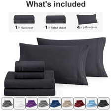 1800 Series 6 Piece Bed Sheet Set Soft Deep Pocket Twin King Queen Full Sheets