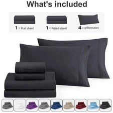 1800 Series 6 Piece Bed Sheet Set Soft Deep Pocket Twin King Queen Full Sheets