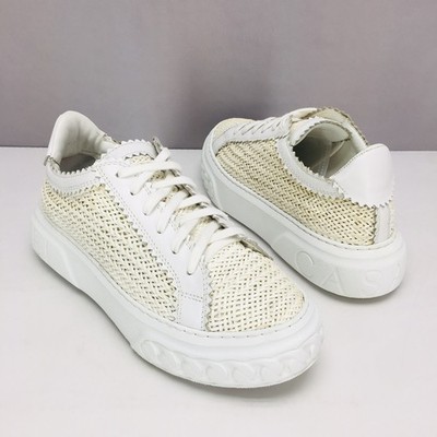Casadei Woven Leather Low Top Platform Sneakers Italy Women s Size 38.5 US 8.5