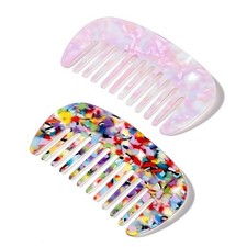 Small Purse Comb, 2 PCS Mini Travel Combs for Women Wide Tooth Detangling