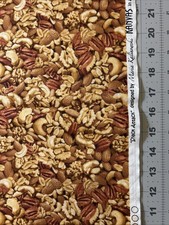 Snack Attack Nuts Food FQ 26  x 22   Kanvas Cotton Fabric - New
