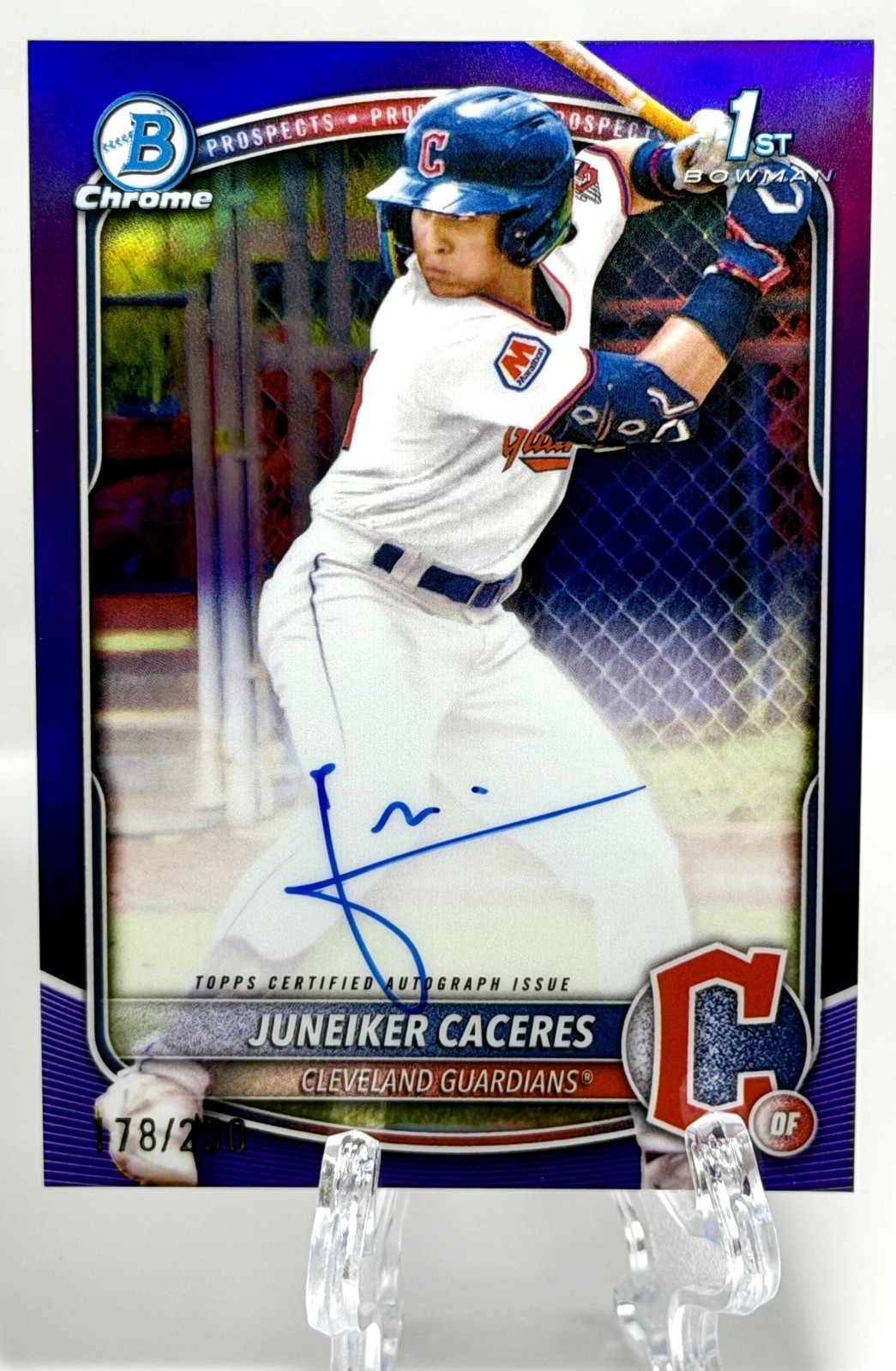 2025 Bowman Chrome Juneiker Caceres 1st Bowman Purple Refractor Auto #178/250
