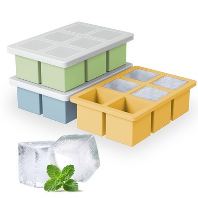 Große Silikon Eiswürfelform 3er Pack, SAWNZC Big Square L, gelbgrünblau 