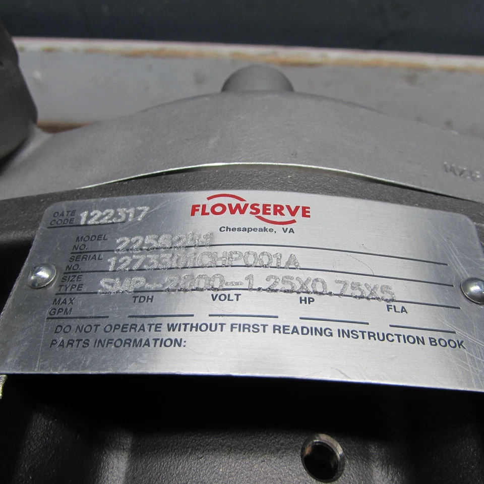 NEW! FLOWSERVE SMP-2000 ,3/4" x 1-1/4" ,S.S. CENTRIFICAL PUMP, w/ WEG 2-hp MOTOR - Image 3 of 4