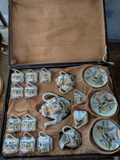 Set of 29 Piece Hand Painted Japanese Tea Set Includes Large Wooden Box Beautifu