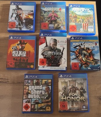 PS4 Spiele Paket   8 Spiele   USK 18   GTA V, RDR2, Witcher 3 u.a.