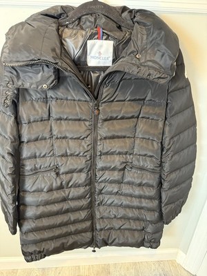 Moncler Women Black Quilted Puffer Jacket High Neck Hood Size 2 Medium