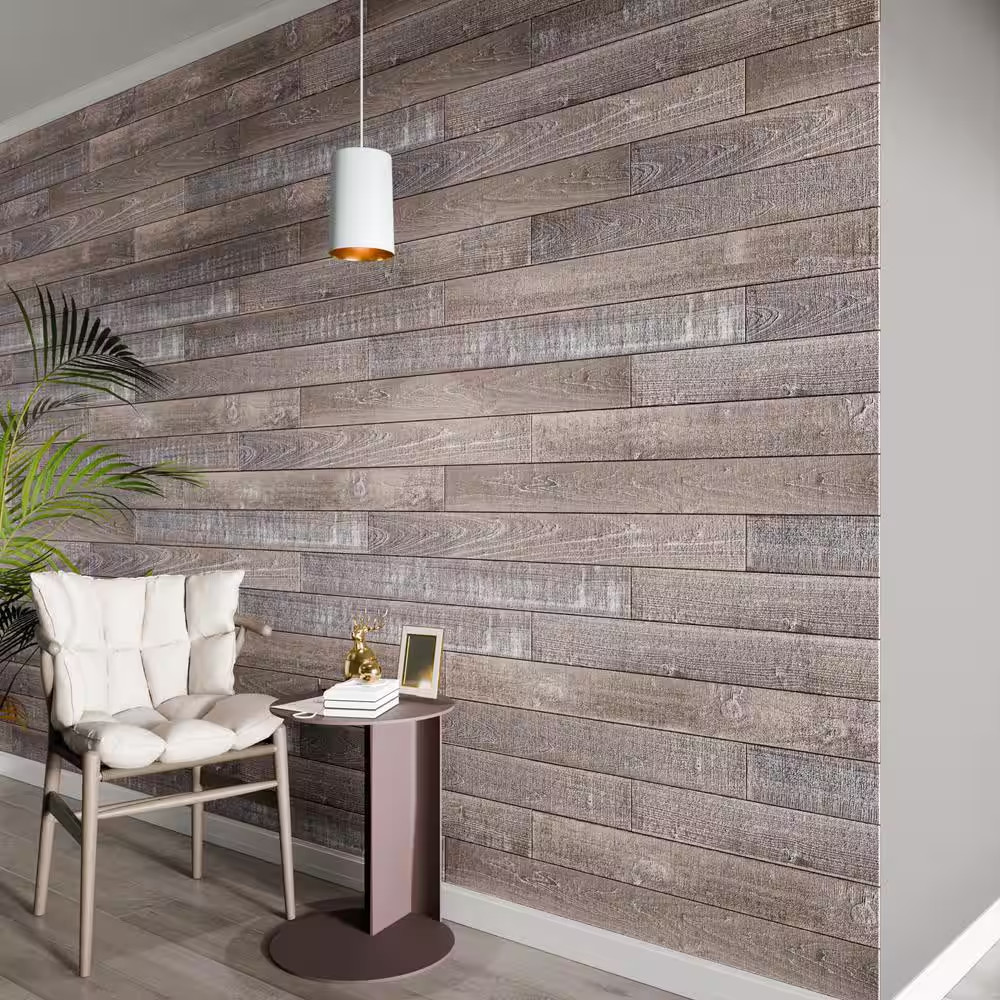 Thermo-Treated 1/4 In. X 5 In. X 4 Ft. Antique Warp Resistant Barn Wood Wall Pla