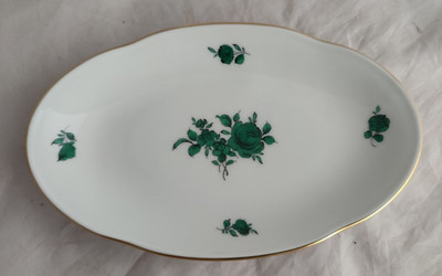 Augarten Wien - kleine Schale - ''Grüne Rose'' ca. 17 x 10,5 cm