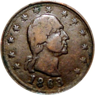 1863 George Washington Full Brockage Mint Error Patriotic Civil War Token