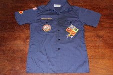 Boy Scouts of America BSA Youth Shirt Blue Large Removed And Sewn Patches