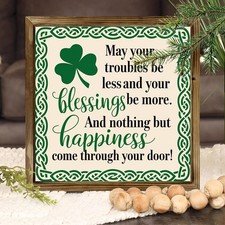 St. Patrick's Day Wooden Plaque Irish Blessing Shamrock Celtic Knot Rustic Decor